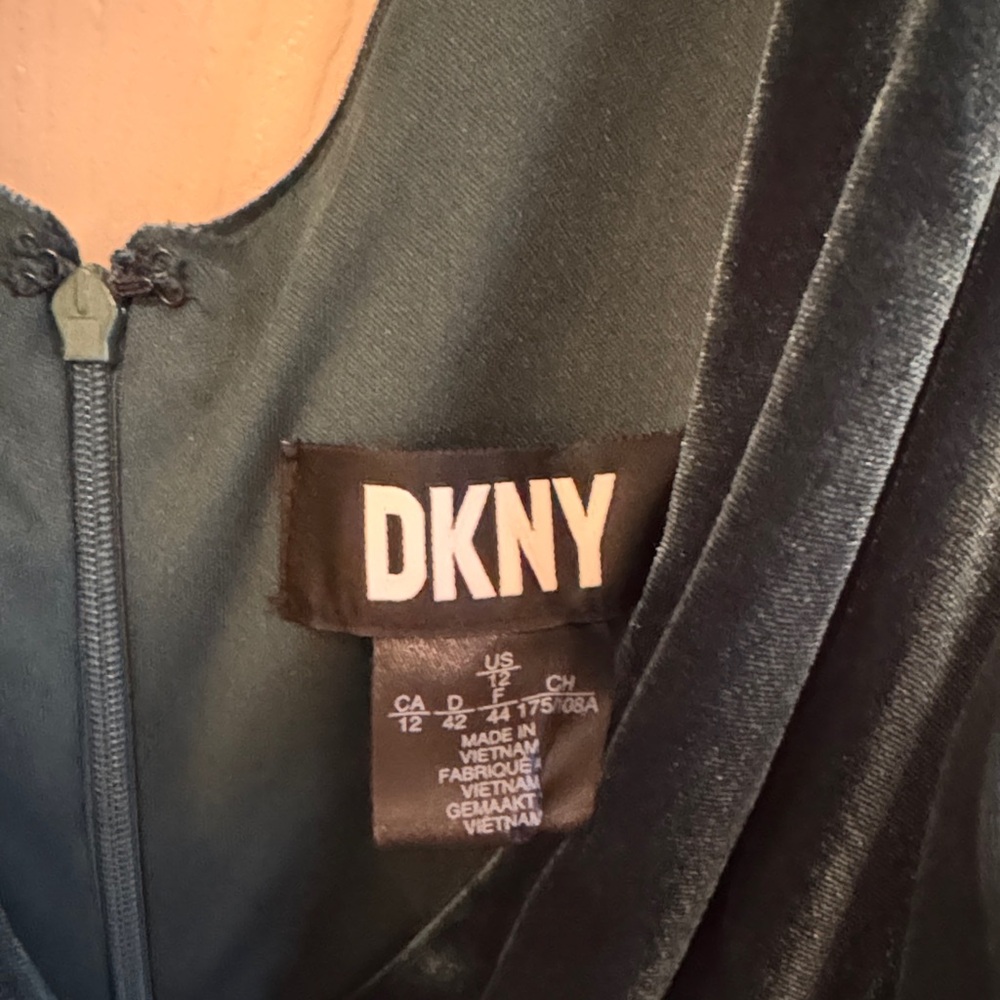 DKNY Dark Teal Velvet Midi Dress - Picture 2 of 4
